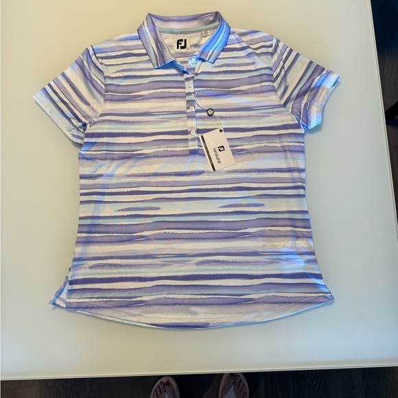 2/$40 FootJoy Womens Blue pattern Golf Polo NWT Size Large - Picture 5 of 8